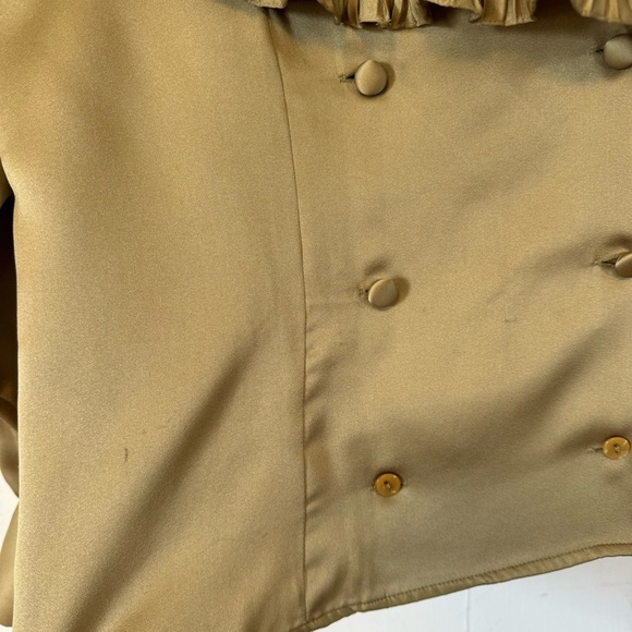 Vintage 90s Y2K Statement Collar Blouse Ruffle Shawl Top Sage Green Womens 4 - Picture 4 of 9